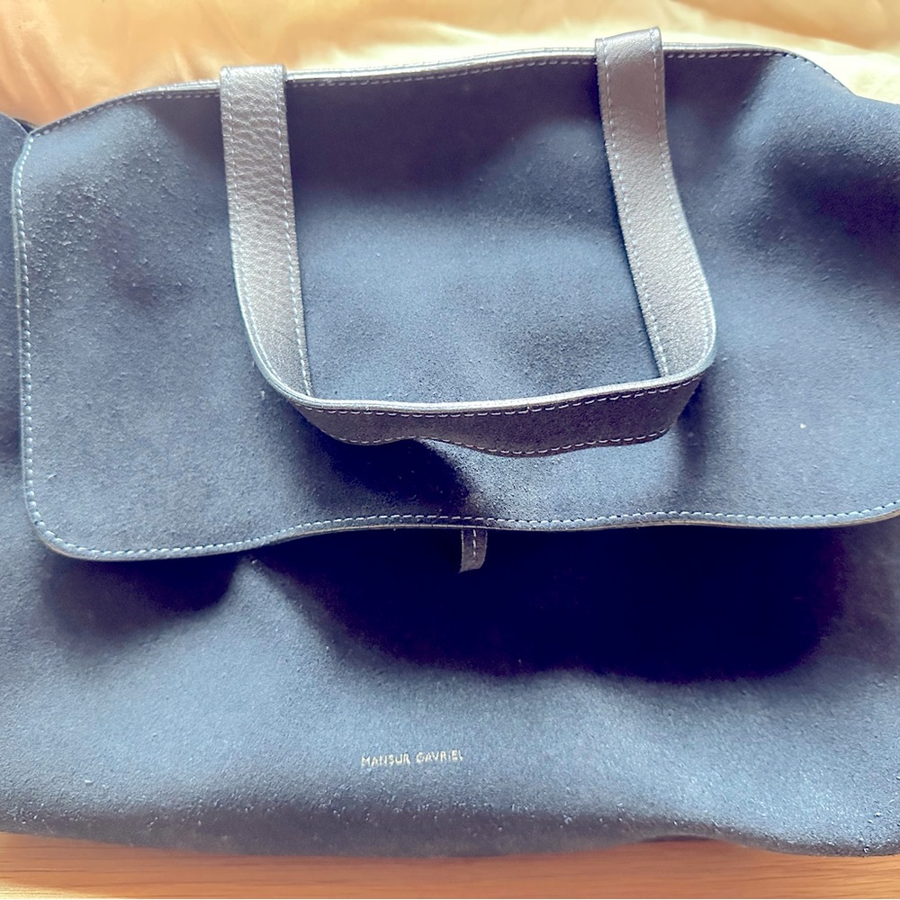 Mansur Gabriel Lady Bag, Navy Suede